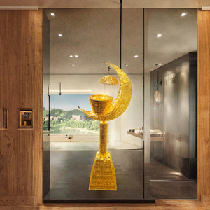 Sang trọng Arabic carbon vàng mặt trăng thiết kế kim loại sàn-đứng Burner cho lễ hội hồi giáo ramadan gỗ đàn hương bakhoor - Product Image 3