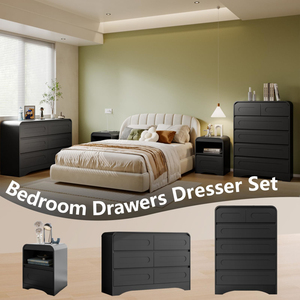 Wooden Dresser for Bedroom with <b>6</b> <b>Drawers</b>, Tall Modern Dressers & Chest of <b>Drawers</b> Curved Profile Design - Product Image 2
