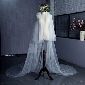 Velo de Novia Blanco Marfil en Oferta, Largo, Tipo Catedral, con Peineta, Dos Capas, Accesorios para Bodas - Product Image 3