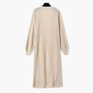 Casual Long Knitted <strong>Cardigan</strong> Women Sweater Jacket <strong>Full</strong> <strong>Length</strong> <strong>Cardigan</strong> 2023 New Style for Autumn and Winter Standard Crew Neck - Product Image 2