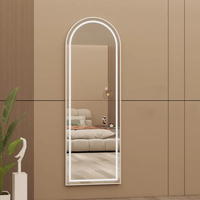 Miroir sur pied LED pleine longueur avec cadre en alliage d'aluminium arqué, éclairage intelligent à commande tactile, pour chambre à coucher