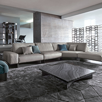 Canapé modulaire italien de luxe 5 places, canapé sectionnel moderne en cuir véritable, canapé de luxe pour villa