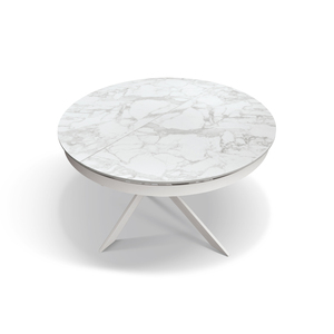 Girasole <b>Extendable</b> Ceramic <b>Table</b> 120-170 Cm White Marble Effect Metal Base Indoor <b>Dining</b> - Product Image 1