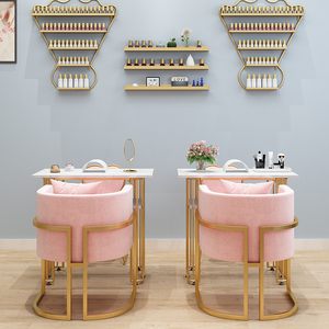 Juego de mesa y sillas de estilo lujoso en mármol - Mesa de maquillaje moderna y sencilla para dos personas - Silla con respaldo - Product Image 5