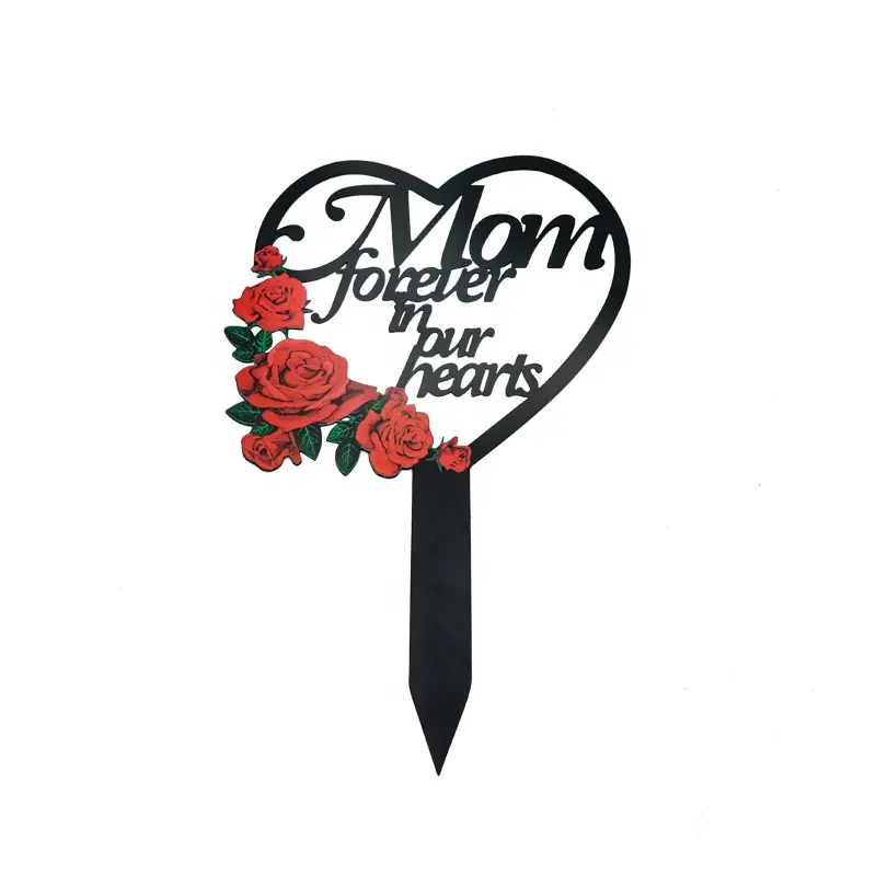 Metal Mom Grave Markers Memorial Stakes Grave Cemetery Decorations Plaque Sympathy Memorial Signs