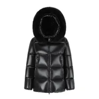 Jaqueta inverno feminina, jaqueta brilhante impermeável com gola de pele e capuz