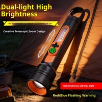Lampe torche LED multifonctionnelle à laser blanc, rechargeable par Type-C, zoom télescopique, camping, extérieur, longue durée de vie de la batterie, portable