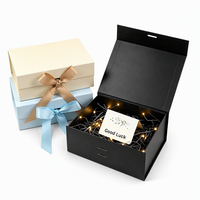Boîte cadeau magnétique personnalisée avec logo, en forme de livre, pliable, en carton, avec ruban doré et nœud, pour mariage, Noël