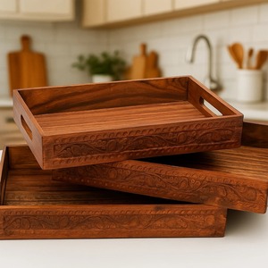 Unique Design Wooden Serving <b>Tray</b> For Home Kitchen Dining Table And Hotel Use For <b>Tea</b> Coffee Available At Competitive Price - Product Image 3