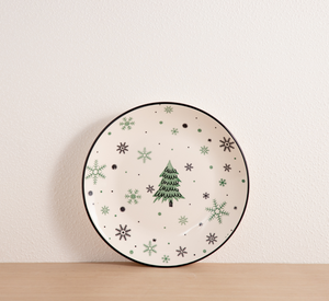 Customizable Christmas Themed Ceramic Dinner <b>Set</b>, Hand-Drawn Tree & Snowflake Porcelain Tableware, Bulk Wholesale - Product Image 3