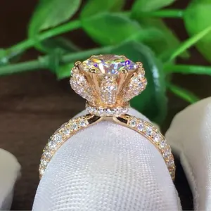 शीर्ष गुणवत्ता महिलाओं ठीक गहने लोमो रंग वीवीएस Moissanite हीरे की शादी Bijoux 18K सोने गुलाब सोने की अंगूठी