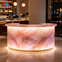 Comptoir de bar LED en forme de U de luxe, personnalisé, en pierre d'améthyste translucide, éclairé, pour boîte de nuit, bar à vin