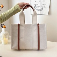 Sac fourre-tout en toile personnalisé avec logo, rayures contrastées, poignée large, sac de shopping structuré, réutilisable, fournisseur d'usine en gros