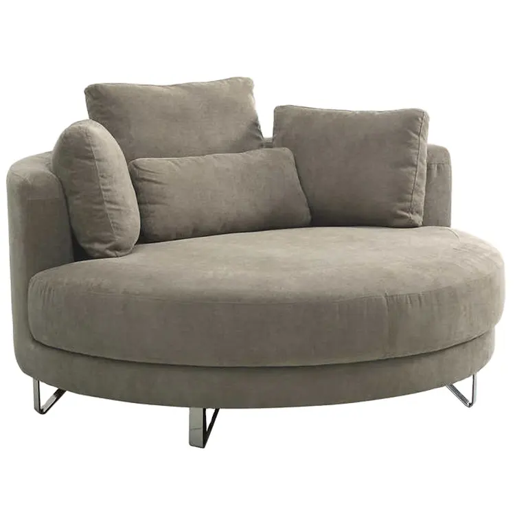 Redde Boo-sofá de diseño redondo de gran tamaño, silla individual de tela china con patas de metal