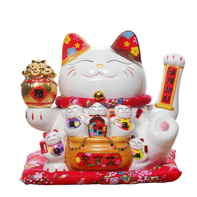 Large Size Home Decoration Japan Animal Cat Piggy Bajump Ropec Maneki Neko Lucky Cat Beckjump Ropecelain Thriving Business