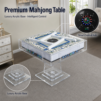 Table de Mahjong Électrique Automatique en Acrylique Transparent pour Quatre Joueurs avec Mélangeur de Tuiles et Plateau Pliant