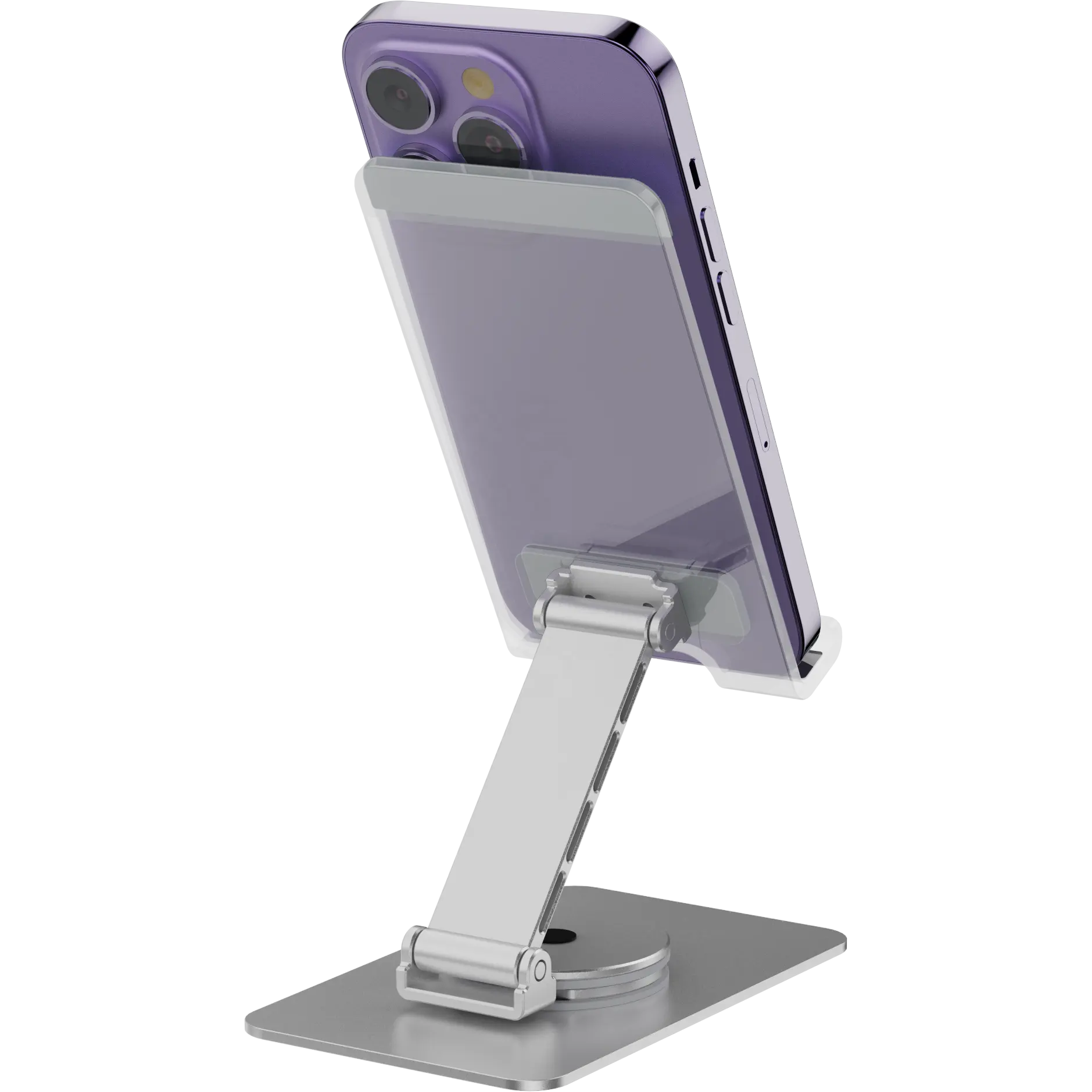 OEM Aluminum alloy acrylic mobile phone holder 360 rotating base angle phone stand adjustable foldable phone desktop stand