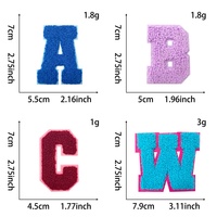 Patchs Alphabet Brodés en Chenille Colorée A-Z Style Universitaire, Écussons Thermocollants pour Veste Personnalisée