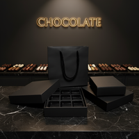 Boîte cadeau de luxe noire imperméable pour chocolats et bonbons, avec doublure en éponge et séparateur, pour emballage personnalisé - Vente en gros