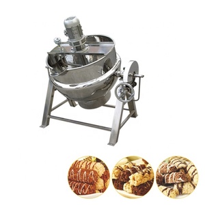 Machine de cuisson du sucre, machine de formage et de découpe de barres de riz au chocolat, machine d'emballage de barres protéinées - Product Image 1