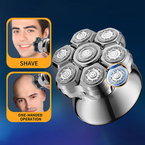 Maquinilla de afeitar rotativa eléctrica Komingdon para hombres calvos, afeitadoras de cabeza magnéticas 7D inalámbricas, afeitadoras recargables impermeables en seco y húmedo - Product Image 1