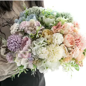 Buquê de noiva de rosa nórdica, plástico, azul, flores artificiais, decoração, venda imperdível