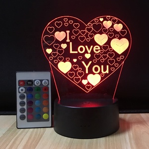 Lampada 3D illusione luce notturna I Love U <span class=keywords><strong>cuore</strong></span> 7 colori che cambiano lampada decorativa da scrivania - Product Image 5