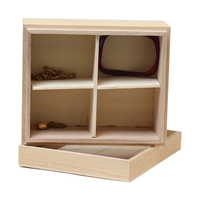Boîtes en bois non finies et non peintes pour l'artisanat, les projets et le rangement de bijoux (7,1x7,1x4,7 pouces)