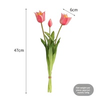 Buket Tulip Buatan 47cm 6cm, Bunga Tiruan dengan Daun Hijau untuk Dekorasi Pernikahan, Rumah, Acara, dan Centerpiece Meja