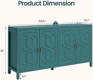 Mobiletto con Vani Portaoggetti, Credenza Moderna per Caffetteria con 4 Ante. Ripiani Regolabili Verniciati per Sala da Pranzo, Cucina, Soggiorno - Product Image 2