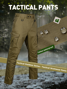 Pantalones Tácticos Casuales para <span class=keywords><strong>Hombre</strong></span> EN STOCK, Cintura Media, Multibolsillos, Pantalones de Entrenamiento, Pantalones Cargo Lisos Teñidos - Product Image 2