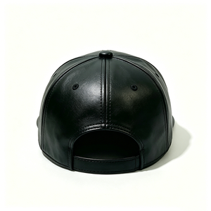 Wholesale Black Leather 6-Panel Baseball <b>Cap</b> Unisex PU Leather Curved Brim Adjustable Letter Streetwear Casual Hats for Unisex - Product Image 3
