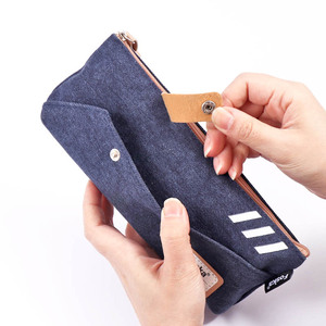 Échantillon disponible : Trousse à crayons en toile avec fermeture éclair et bouton-pression, sacs de rangement spacieux et polyvalents pour adultes, étudiants et officiers - Product Image 3