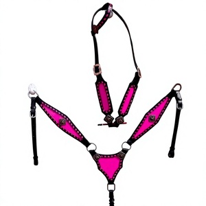 Ensemble d'équipement équestre en cuir rose de qualité supérieure, léger, durable, designs tendance, modèles saisonniers prêts à être expédiés - Product Image 1