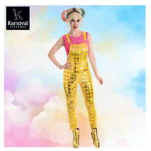ODM venta completa Halloween actuación Cosplay Popular película personaje <span class=keywords><strong>Joker</strong></span> <span class=keywords><strong>disfraz</strong></span> para mujeres adultas mono con correa dorada - Product Image 1