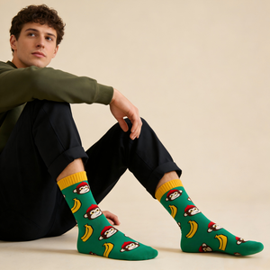 कारखाने थोक कार्टून लुभावने एंटी-बैक्टीरियल बुना शरद बंदर मोजे के साथ आकस्मिक मोजे - Product Image 6