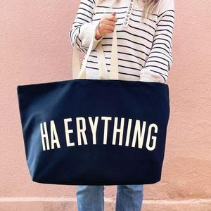 Sac fourre-tout en toile de coton multifonctions de 23 pouces pour femmes Sac à main portable résistant à l'eau ouvert pour l'extérieur, le voyage et la plage - Product Image 3