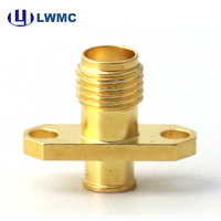 Connecteur femelle SMA LWMC 1.30 Max à souder pour câble semi-flexible et semi-rigide de 0,141 pouce, 2 trous, montage sur bride, jusqu'à 18 GHz