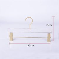 Cintre en acrylique transparent doré de 10 pièces pour pantalons et jupes en acrylique transparent avec crochets et pinces