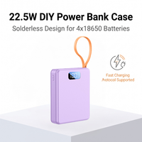 Kit de batterie externe DIY 4 cellules 18650 sans soudure avec 2 câbles intégrés, coque de charge rapide 22,5 W et affichage numérique pour téléphones et tablettes