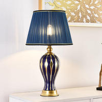 Lampe de table en céramique moderne de style américain pour hôtel, lampe de chevet en tissu pour la maison, le bureau, la villa, la lecture, la chambre à coucher
