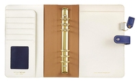 Portefeuille de papeterie A6 de taille moyenne, classeur à fermeture éclair avec pochette, couverture en cuir, pour agenda à feuilles mobiles triple pliage, imprimé, économique