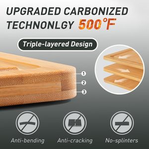 Juego de 3 tablas de cortar de bambú Socisen antideslizantes con soporte para uso en la cocina - Product Image 3