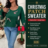 Pull-over personnalisé pour femme, tricoté, manches longues, col rond, pour les fêtes, automne-hiver, viscose, Noël, vente en gros, commande en gros