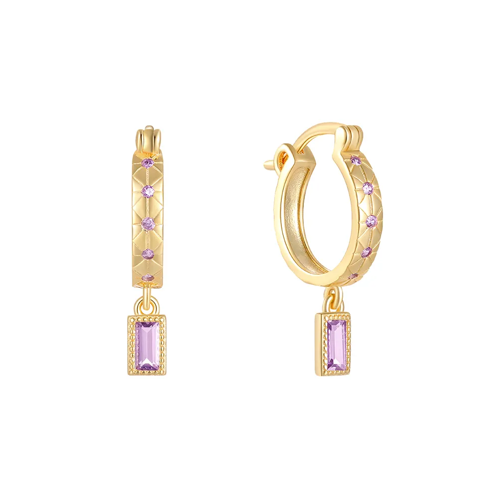Wholesale Trendy Women 925 Sterling Silver 14K 18K Gold Plated Full Diamond Hoop Drop Earrings