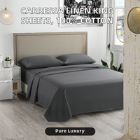 Parure de draps King Size en lin 100% coton égyptien, 600 fils, 4 pièces, gris graphite, doux et rafraîchissant, drap-housse de 16 pouces de profondeur