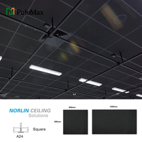 Plafon Akustik Serat Mineral Hitam 600x1200 600x600 Kedap Suara Tahan Api untuk Ruang Rapat Showroom Pameran