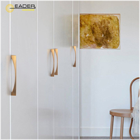EADER Lemari Kabinet Nordic, Modern Sederhana Cahaya Mewah Pegangan Kuning Kuno Tembaga Desain Estetika Pegangan Laci Perangkat Keras