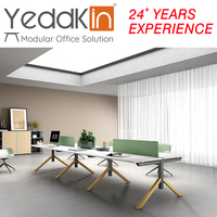 Poste de travail modulaire pour 4 personnes, bureau de travail, structure en métal, design moderne pour bureau à domicile