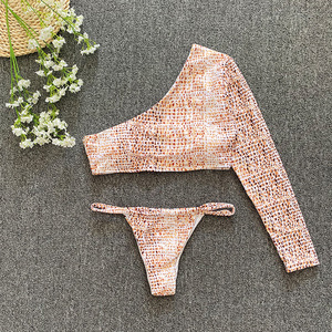 Donne d'oro ragazze asiatiche in Micro pelle di serpente stampa Bikini Grande Taille per donna taglio alto brasiliano costume da bagno - Product Image 5